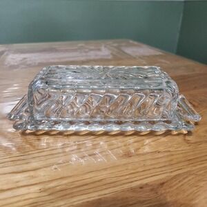 Fostoria Glass Colony Pattern Clear Glass Quarter Pound Covered Butter Dish